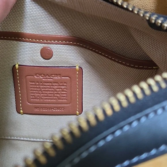 COACH Rogue 25 Black Tea Rose Leather Crossbody Bag - Picture 16 of 16